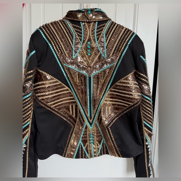 Embellished Black and Brown Women's Jacket - Picture 2 of 3